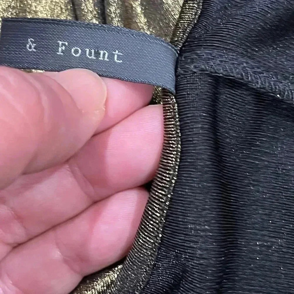 Riller & Fount x Revolve Gold scoop neck shimmer mini dress long sleeve, - Picture 6 of 7